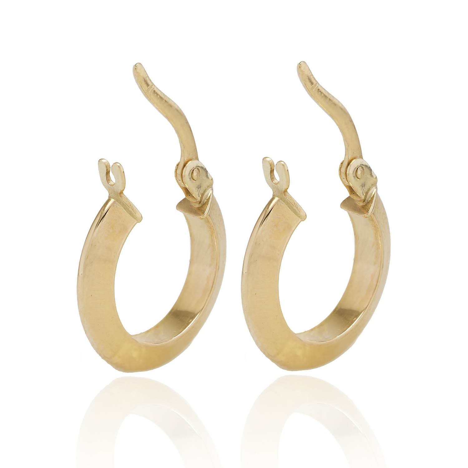 Aros de Oro 18kt Argollas Plana Tubular 3