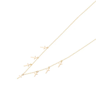 Collar de Plata Esterlina 925 Choker Cruces Colgantes Revestido en 18Kt
