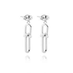 Aros de Plata Esterlina 925 Bolita en Cadena Colgante