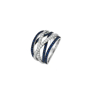 Anillo de Oro Blanco 18kt con Diamantes de 47 Puntos Totales Corte Brillante SI/H 94pts Zafiro - By Danielle Costantini