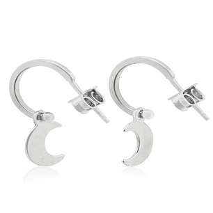 Aros de Plata Esterlina 925 Argollas Luna