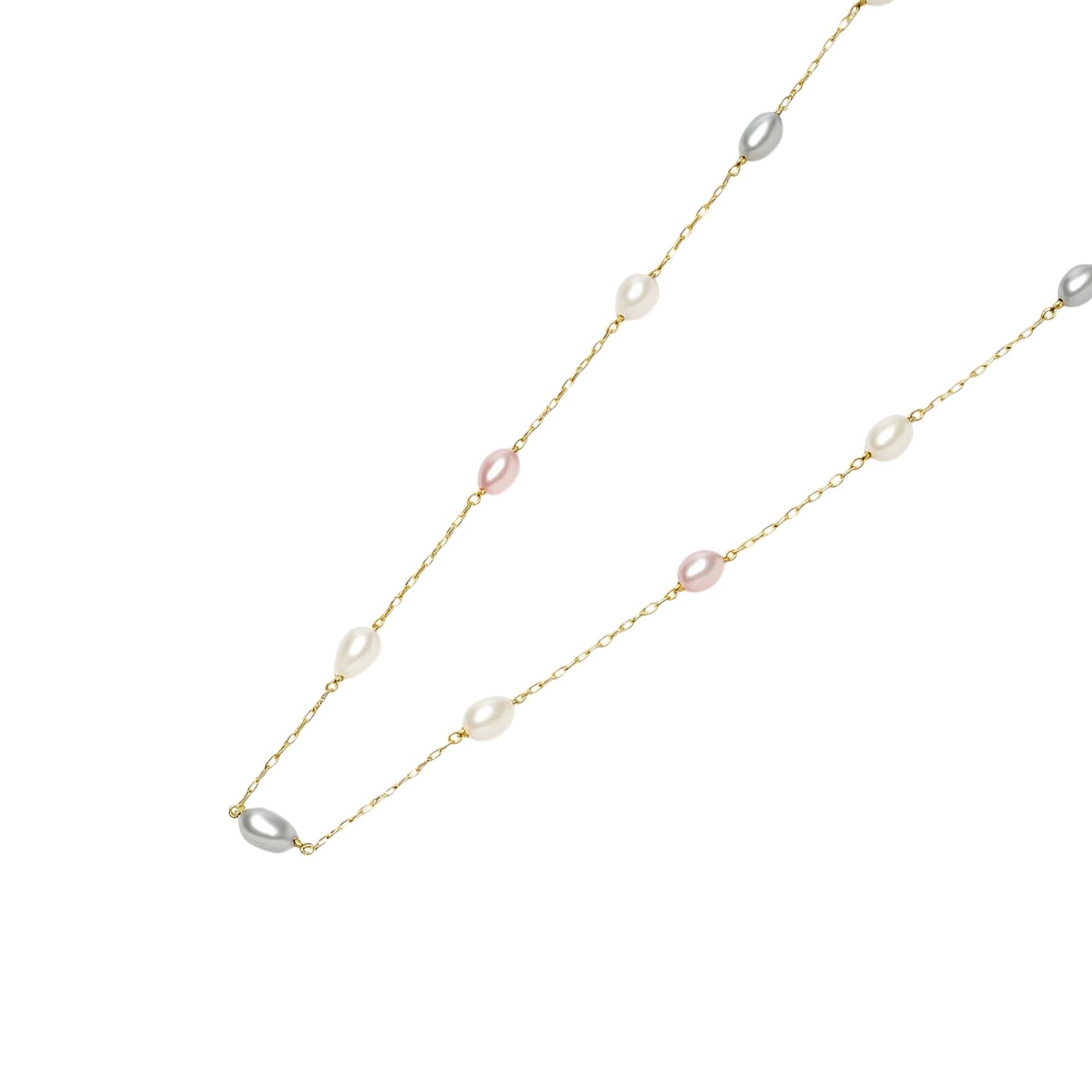 Collar Oro Amarillo 18kt Perlas Agua Dulce Tricolor 1