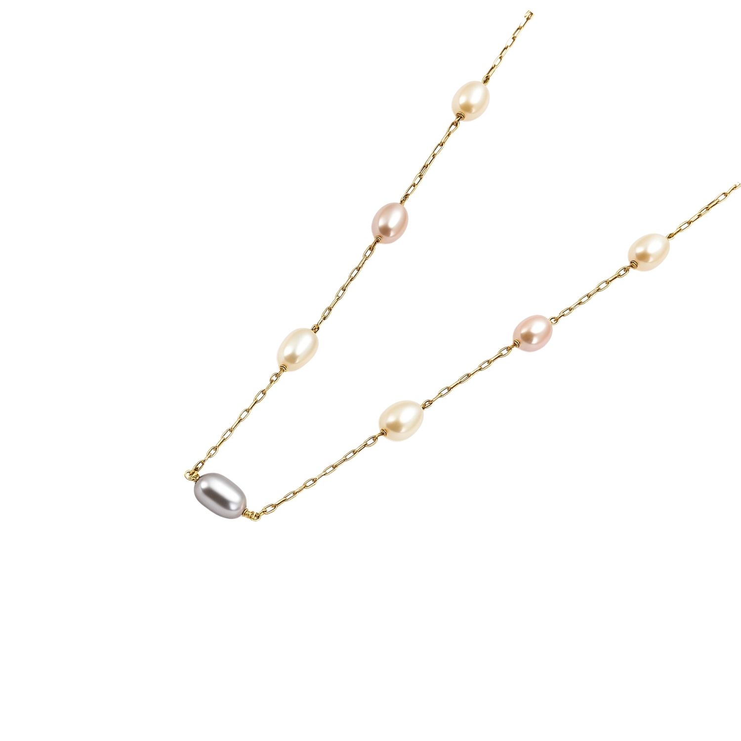 Collar Oro Amarillo 18kt Perlas Agua Dulce Tricolor 3