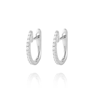 Aros Oro Blanco 18kt Argollas Circonita