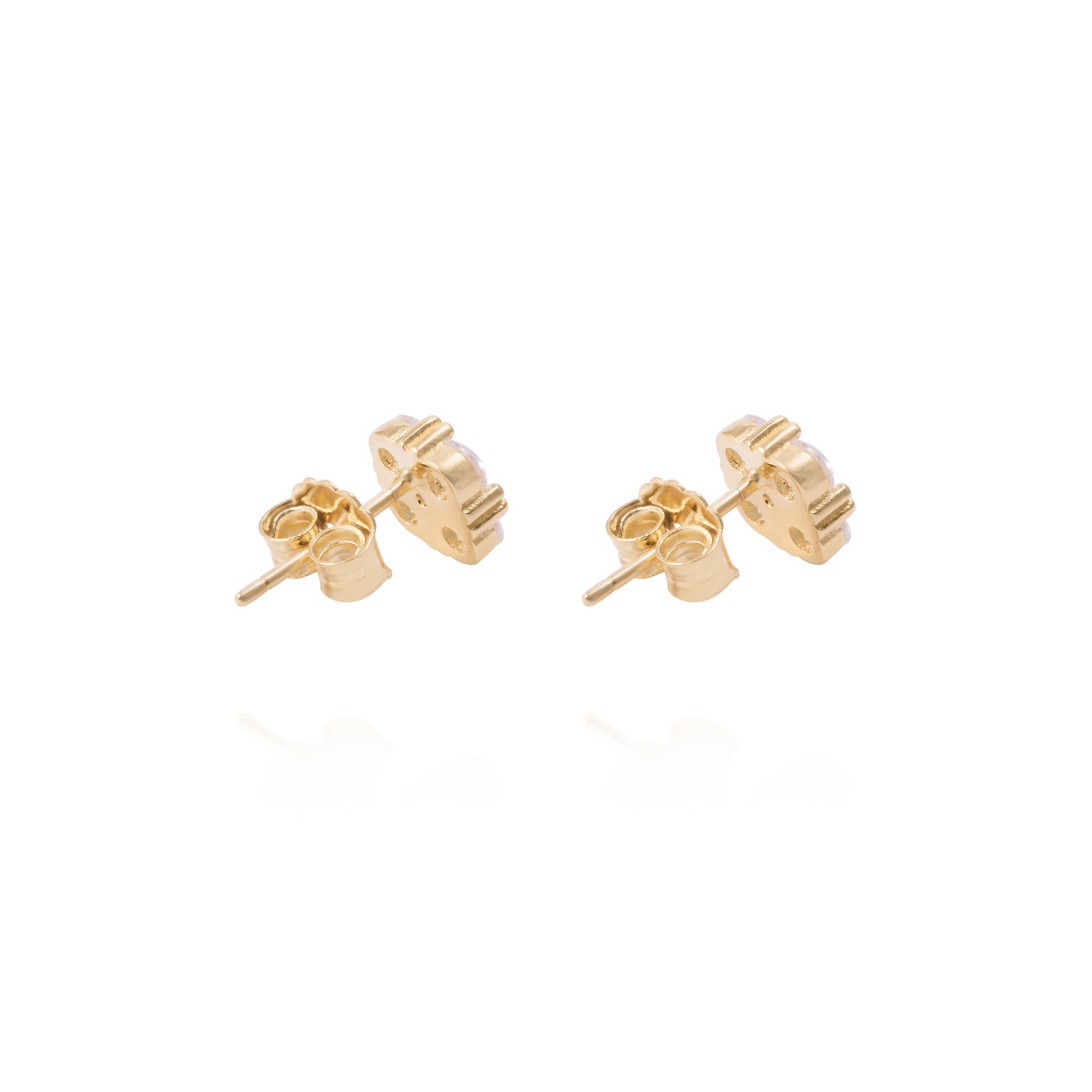 Aros de Plata Esterlina Flor Cuatro Circones Revestido en Oro 18kt 3