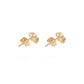 Aros de Plata Esterlina Flor Cuatro Circones Revestido en Oro 18kt - Miniatura 3