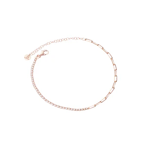 Pulsera Plata Esterlina 925 Medio Riel Rose Revestido en Oro 18kt