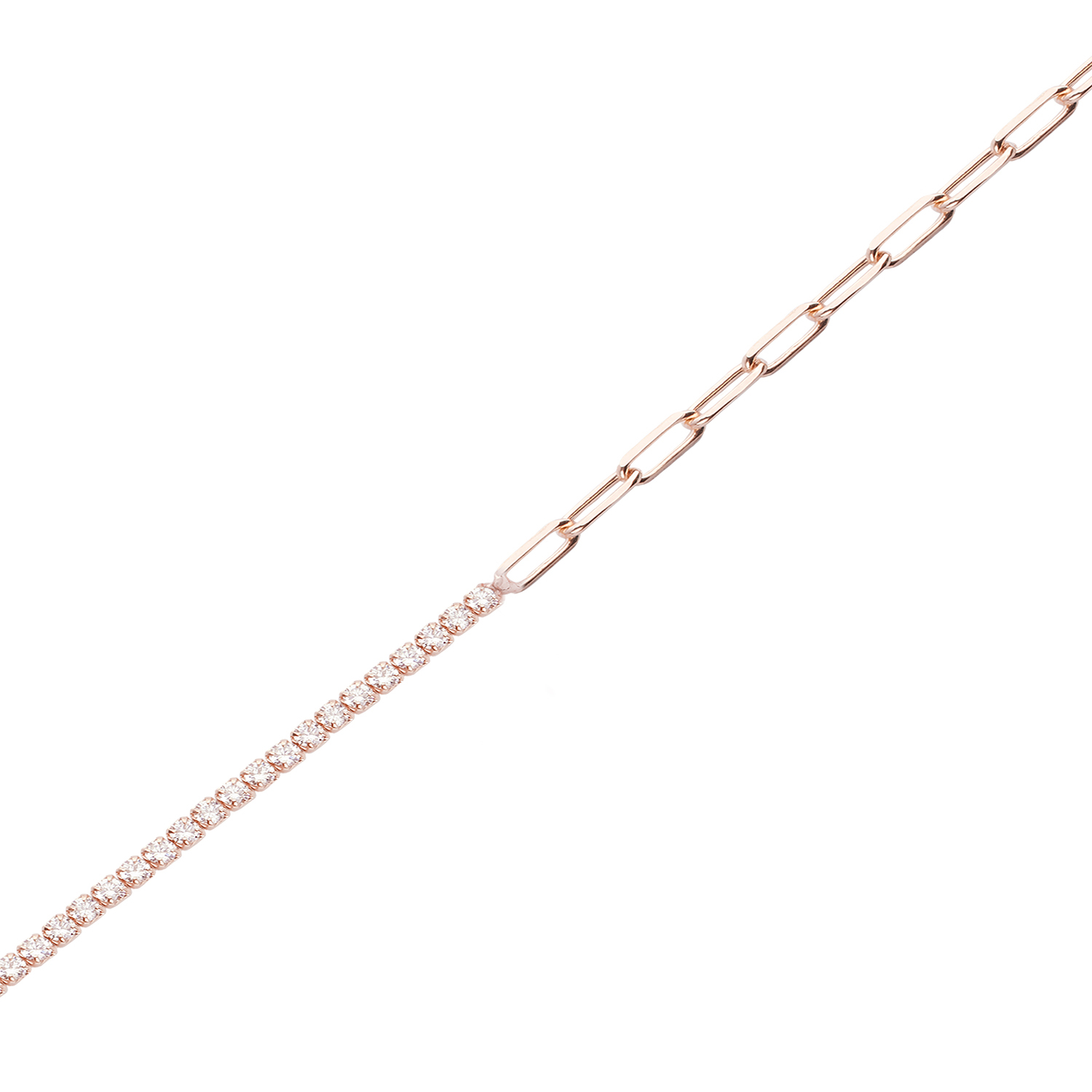 Pulsera Plata Esterlina 925 Medio Riel Rose Revestido en Oro 18kt 2