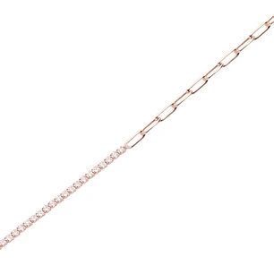 Pulsera Plata Esterlina 925 Medio Riel Rose Revestido en Oro 18kt