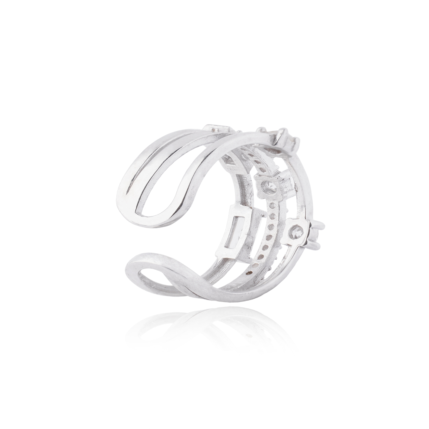 Anillo de Plata Esterlina 925 Tres Lineas Circon 2