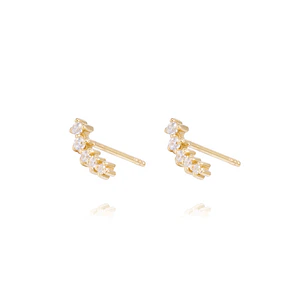 Aros Oro Amarillo 18kt Escalonados 5 Circonitas