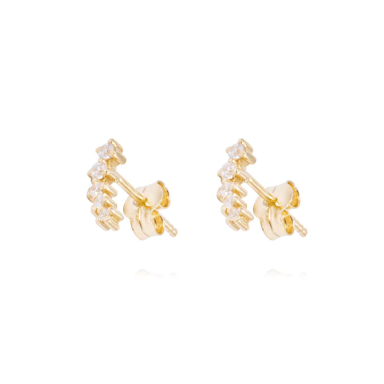 Aros Oro Amarillo 18kt Escalonados 5 Circonitas 2