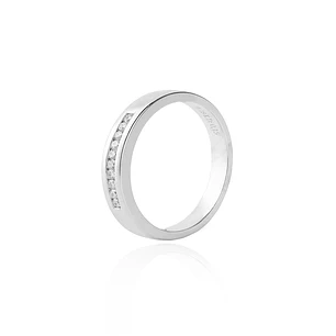 Anillo de Oro Blanco 18kt con Diamantes de 15 Pts Riel Corte Brillante SI/H