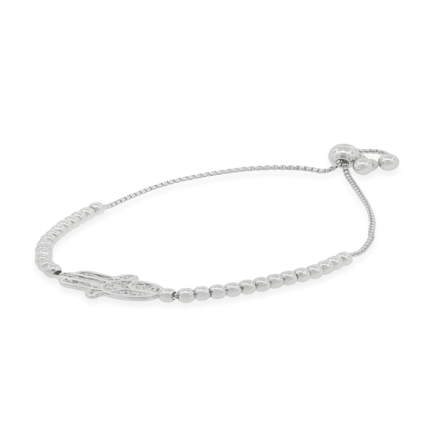 Pulsera de Plata Esterlina 925 Mano de Fátima Ajustable 2