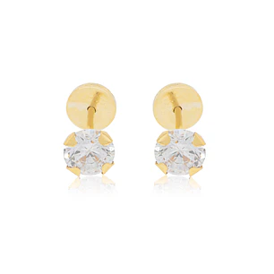 Aros de Oro 18kt Circón 4,0mm Modelo Abridor