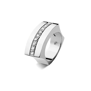Anillo Platino 950 Modelo Curv 9 Diamantes 2pts