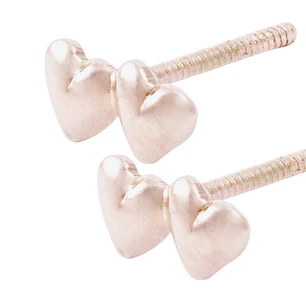 Aros Oro Miel 18kt Corazón Doble