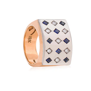 Anillo Oro Rosado 18kt Modelo Prinsa 7 Diamantes 2pts 8 Zafiros 2pts