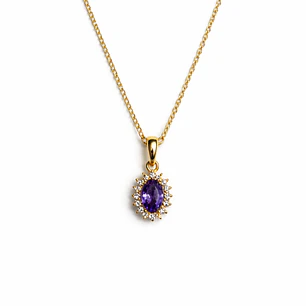 Colgante Oro Amarillo 18kt Roseta Amatista 6MM Circonita