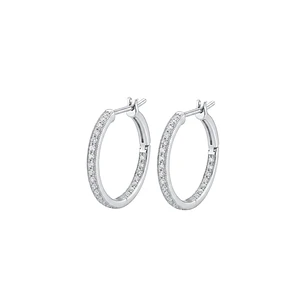 Aros Oro Blanco 18kt Diamantes 17Pts Argollas Medianas