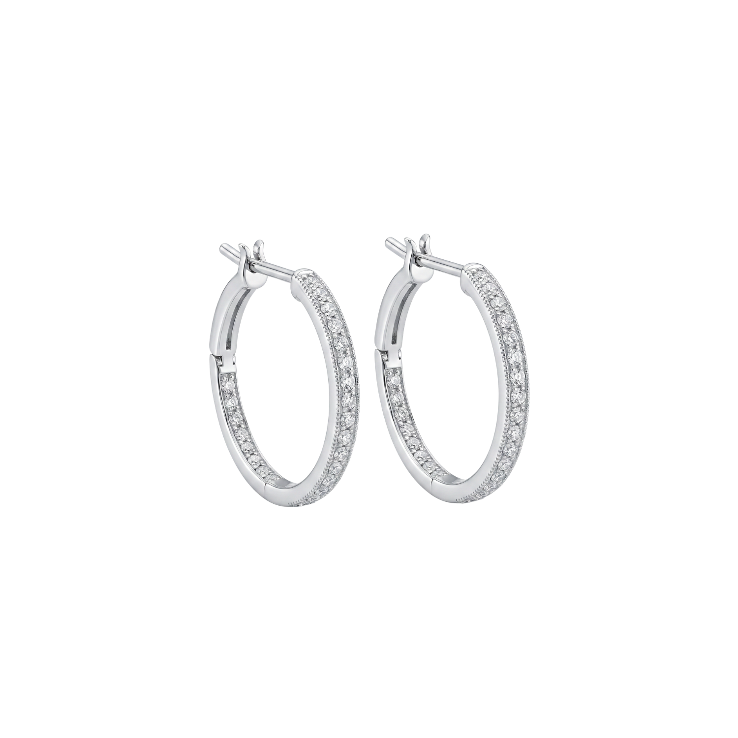 Aros Oro Blanco 18kt Diamantes 17Pts Argollas Medianas 2