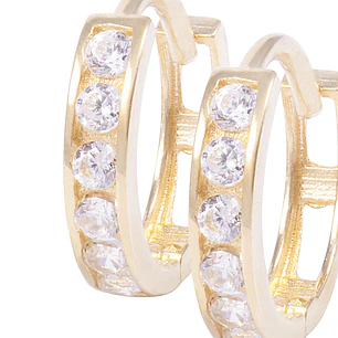 Aros de Oro 18Kt Argolla Pequeñas Circon