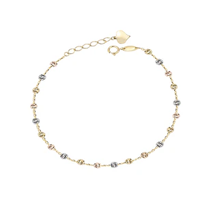 Pulsera de Oro 18kt Bolitas en Tricolor