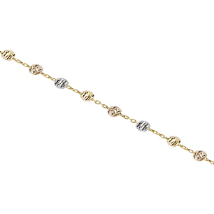 Pulsera de Oro 18kt Bolitas en Tricolor