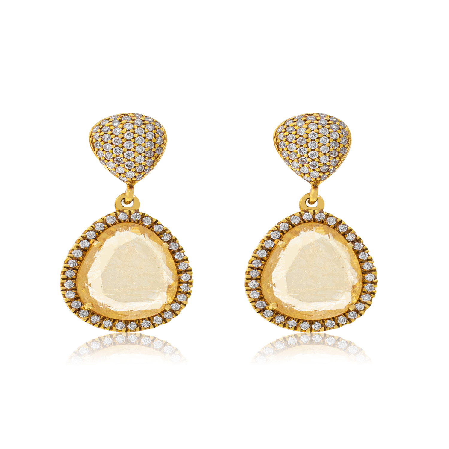 Aros Oro Amarillo 18kt Diamantes y Topacio 1