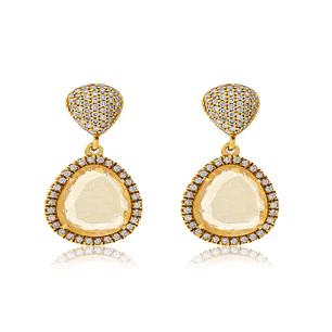 Aros Oro Amarillo 18kt Diamantes y topacio