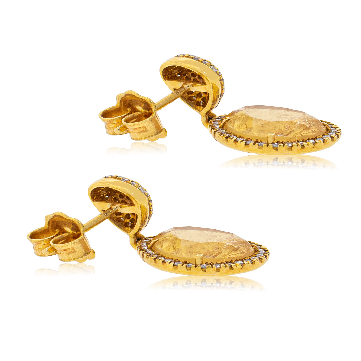 Aros Oro Amarillo 18kt Diamantes y Topacio 2