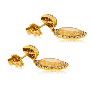 Aros Oro Amarillo 18kt Diamantes y topacio