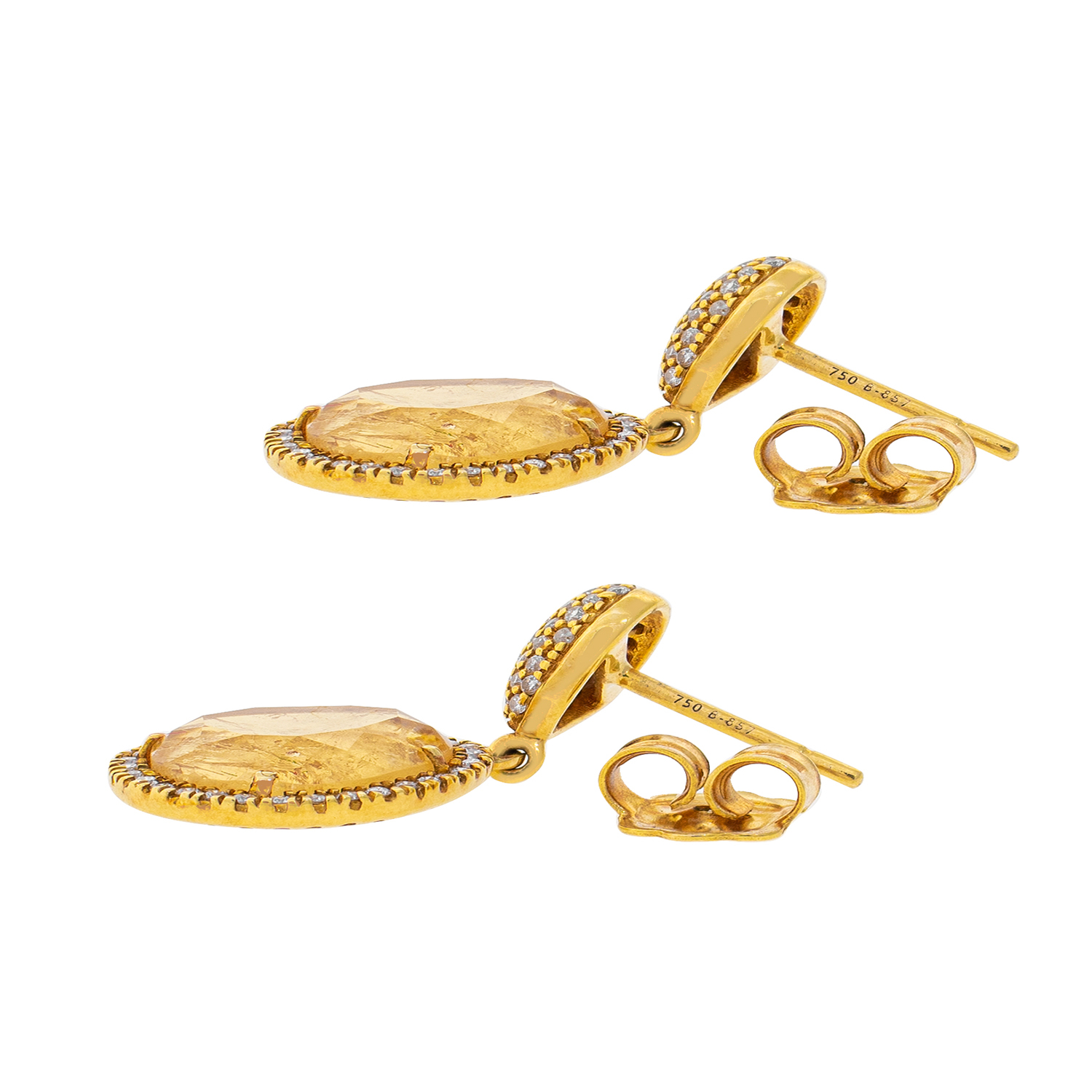 Aros Oro Amarillo 18kt Diamantes y Topacio 3