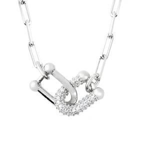 Collar de Plata Esterlina 925 Circon Entrelazado