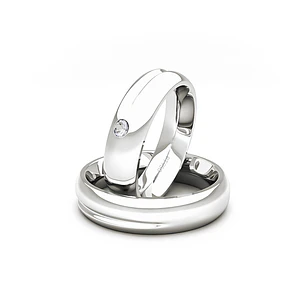 Par Argollas Matrimonio de Platino Cuore 4,5mm con Diamante 3Pts