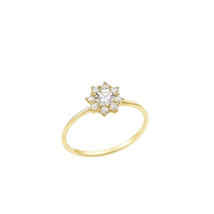 Anillo Oro Amarillo 14kt Copo de Nieve Circonita