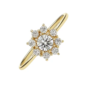 Anillo Oro Amarillo 14kt Copo de Nieve Circonita