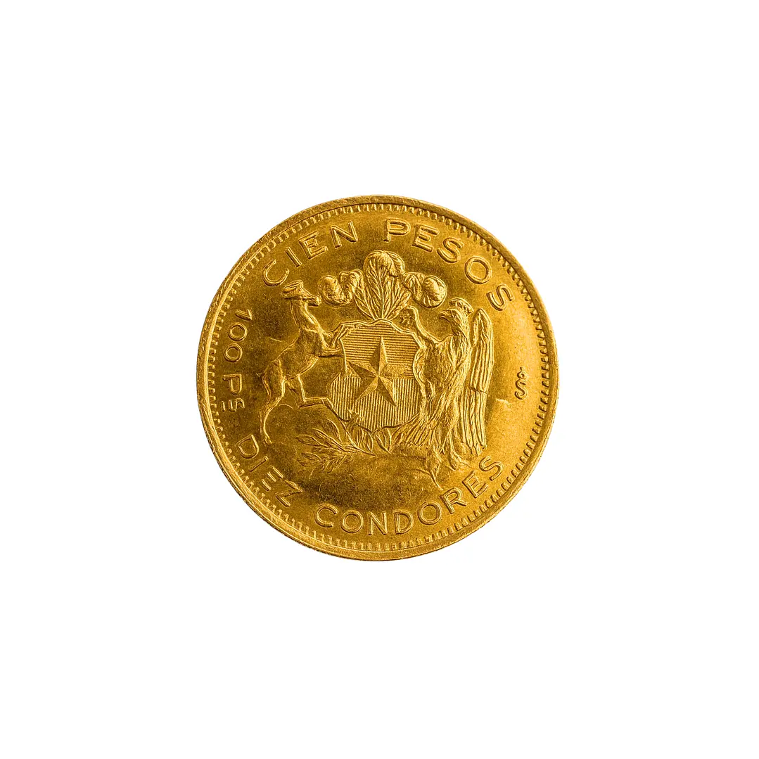 Moneda de Oro Chilena de 100 pesos año 1950 al 1959 4