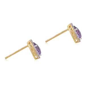 Aros de Oro 18kt Gota Circón Piedra Amatista