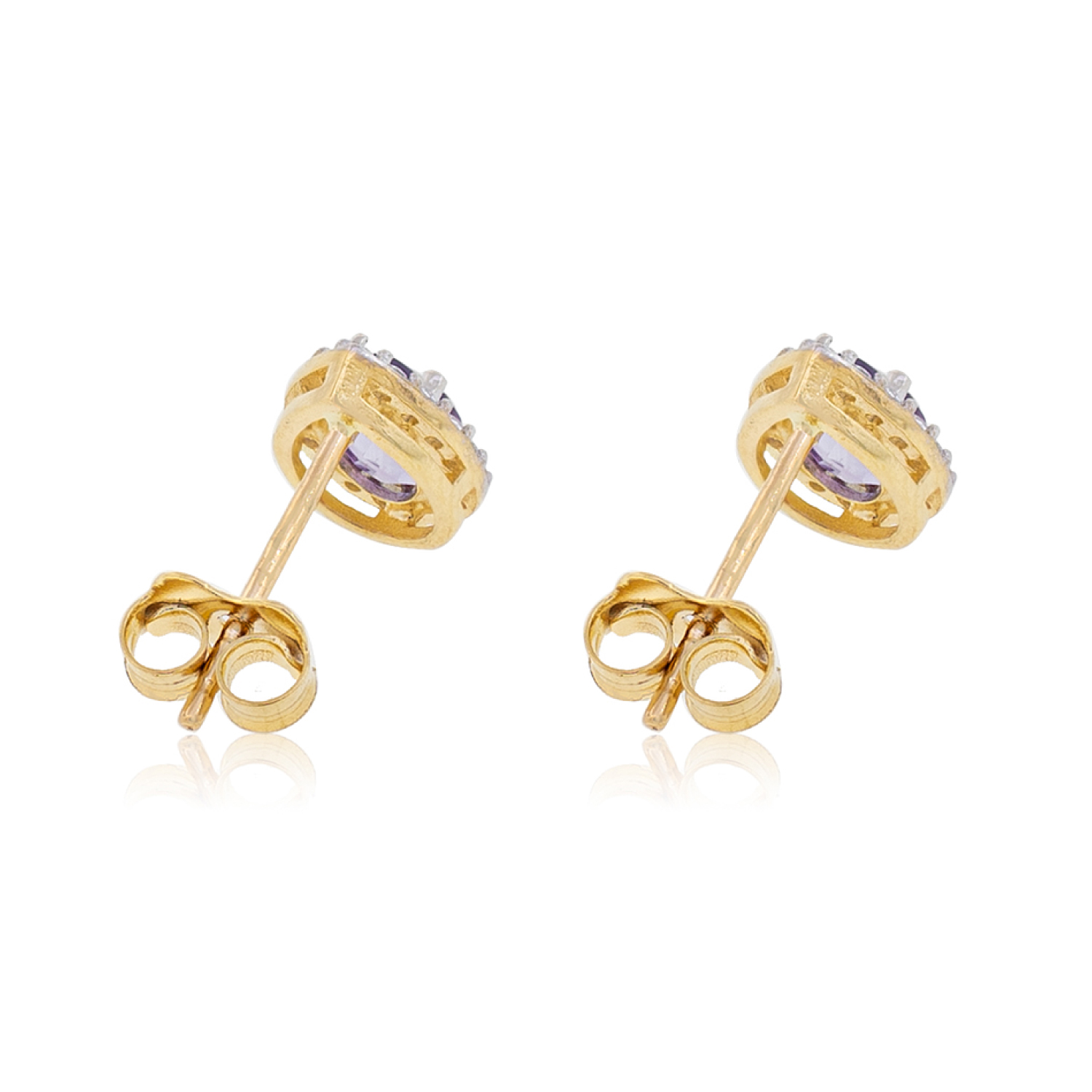 Aros de Oro 18kt Gota Circón Piedra Amatista 3
