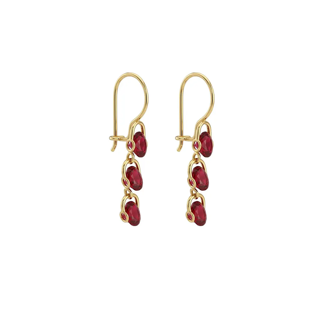 Aros Oro Miel 18kt Cascada Rubí Imperial 2
