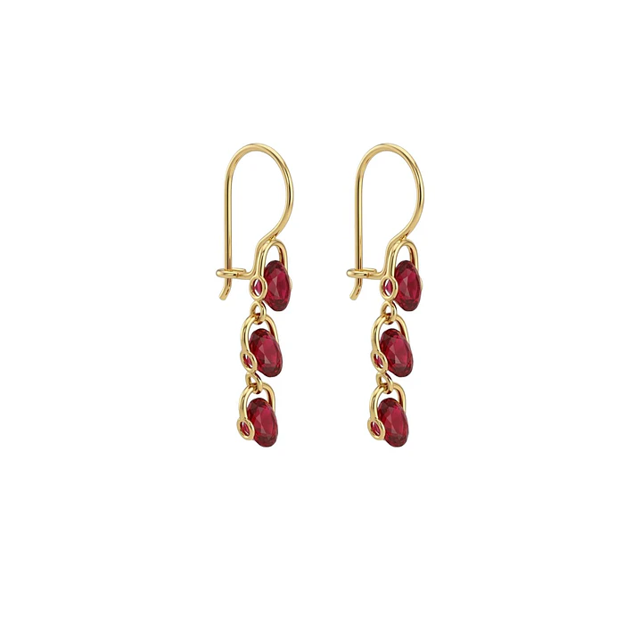 Aros Oro Miel 18kt Cascada Rubí Imperial 2