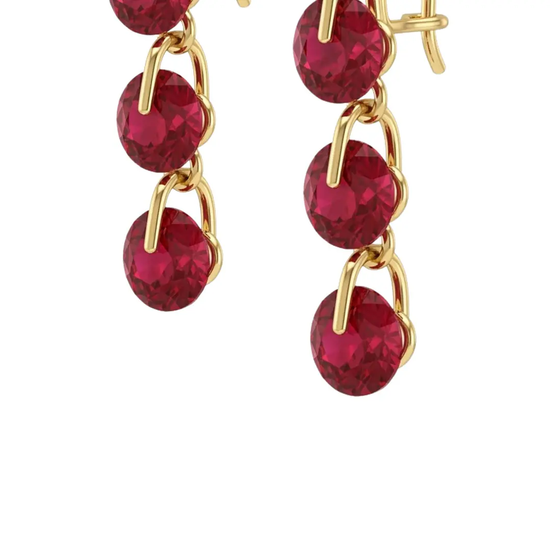 Aros Oro Miel 18kt Cascada Rubí Imperial 3