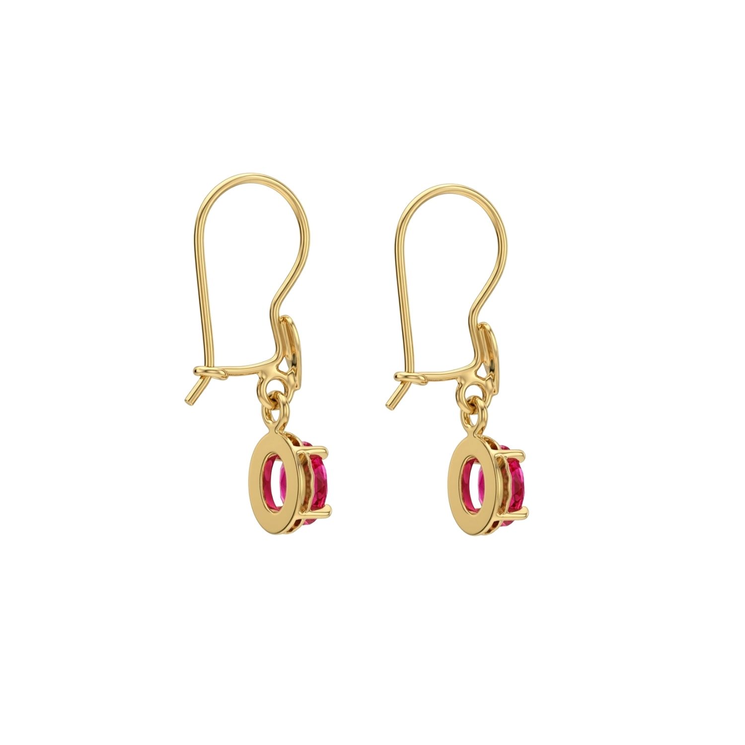 Aros Oro Miel 18kt Chaton Oval de Rubi 5x7mm 3