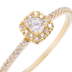 Anillo Oro Amarillo 18kt Circonita Central 3MM