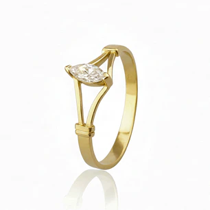 Anillo Oro 18kt Platino Solitario Navette Circonita