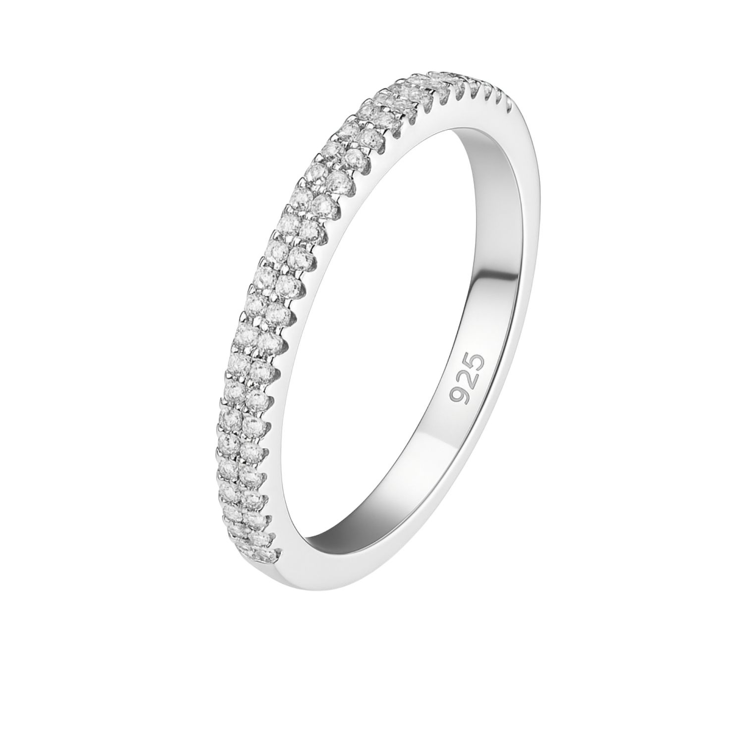 Anillo de Plata Esterlina 925 Doble Riel con Circonita 1