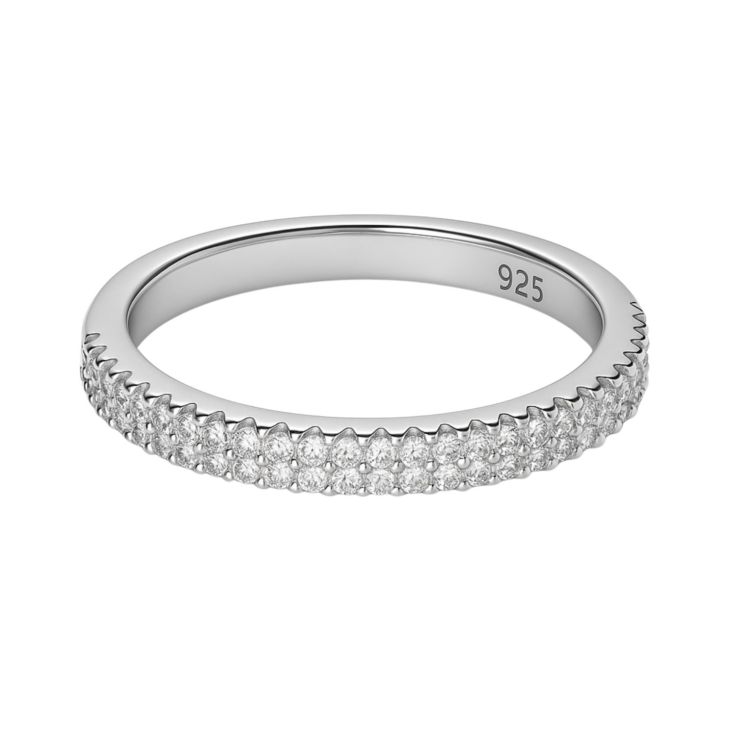 Anillo de Plata Esterlina 925 Doble Riel con Circonita 2