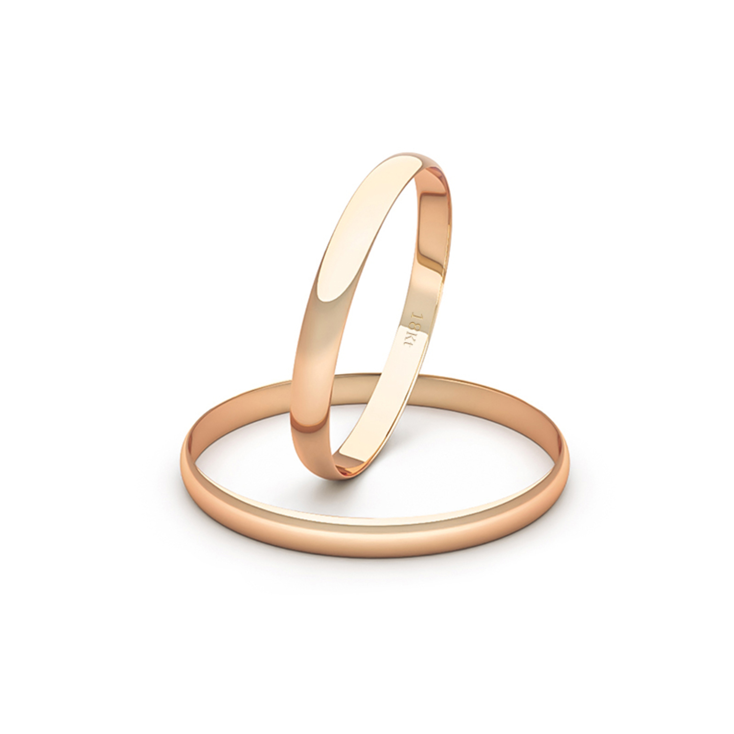Par Argollas Matrimonio de Oro Rosado 18kt de 2,0mm Verona 1
