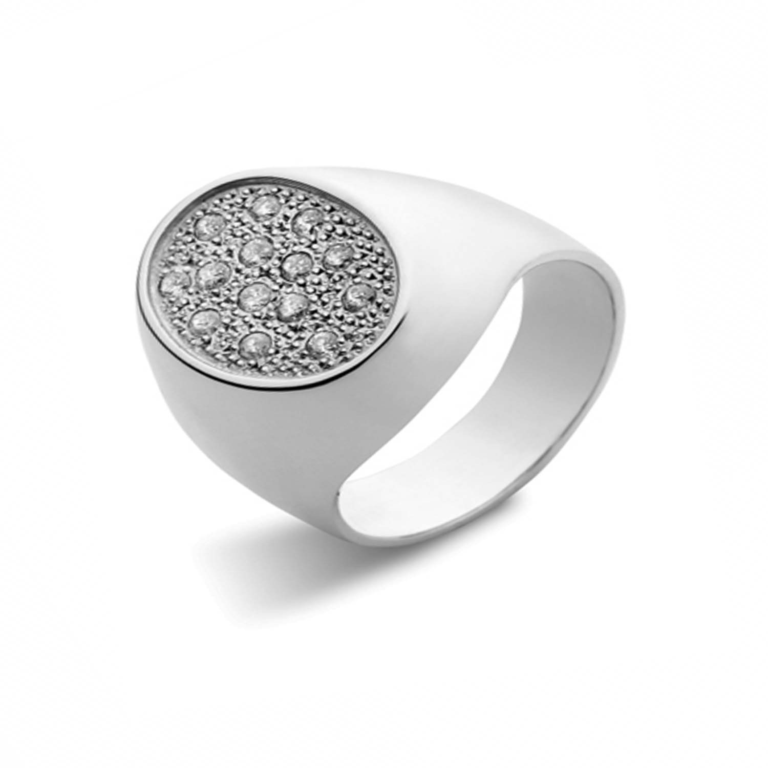 Anillo Platino 950 Modelo Oval con 14 Diamantes de 1pts 1